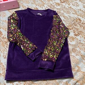 Mardi Gras Purple Sequin Sleeve Kids Top